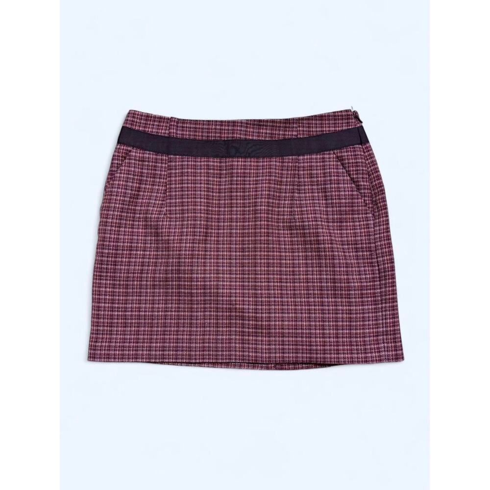 Vtg Y2K The Limited Clueless Burgundy Brown Plaid Tweed Miniskirt